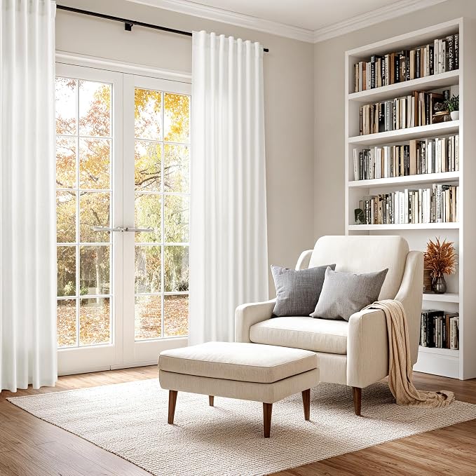 Beige White Linen Curtains 84 Inch Length - Image 6