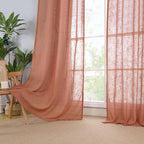 Terracotta Linen Semi Sheer Curtains 63 Inch - Image 9