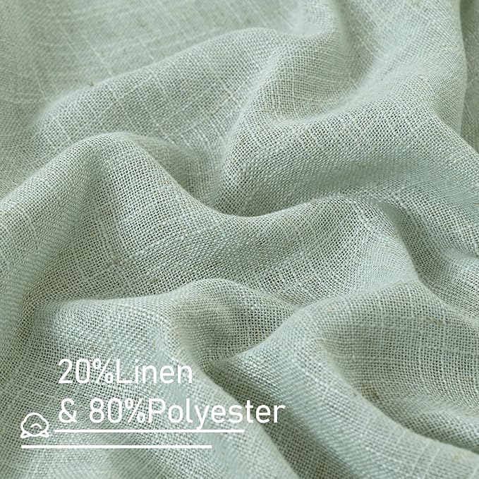 Light Sage Linen Curtains 84 inch Length 2 Panels Set, Linen Textured Light - Image 3