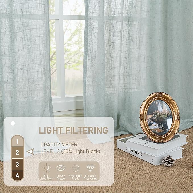Linen Semi Sheer Curtains 48 Inch - Image 4