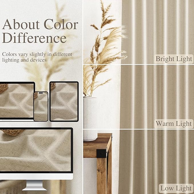 Eggshell Beige Curtains 63 Inch Length - Image 3