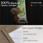 Latte Burlap Room Darkening Curtains 120 Inches Long - Image 2