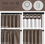 Topfinel 96 Inch Blackout Linen Curtains 2 Panel Set - Image 4