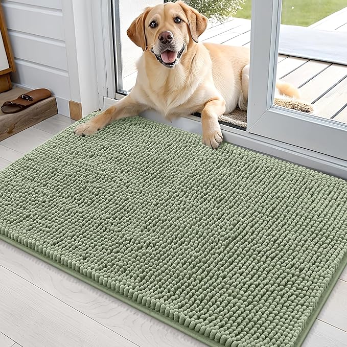 OLANLY Dog Door Mat for Muddy Paws 35x24, Super Absorbent Chenille Mud Mat | by OLANLY