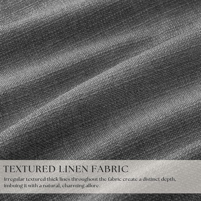 Dark Grey Pleated Thick Linen Blackout Curtains 80 Inches Long - Image 3