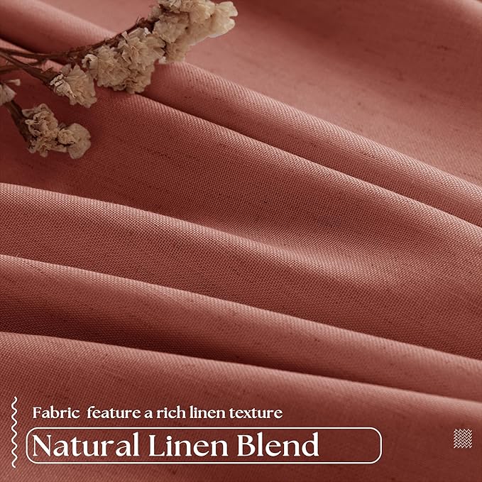 Firebrick 63 Inch Blackout Pleated Linen Curtains - Image 5