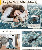 RELEANY Washable Area Rug, Teal | Non-Slip, Water Repellent, Pet Friendly - Image 7