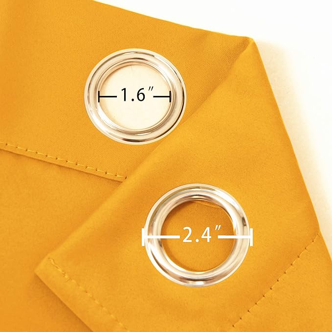 Yellow Blackout Curtains 34 x 54 Inch Length/Set of 2 Curtain Panels/Thermal - Image 5