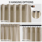 Eggshell Beige Linen Curtains 132 Inch Length - Image 2