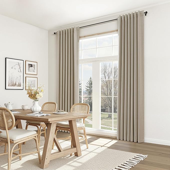 100% Blackout Linen Curtains for Bedroom 90 inches Long, Thermal Insulated Room - Image 9