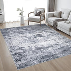 Area Rug Living Room: 8x8 Modern Washable Indoor Soft Carpet Grey | - Image 2