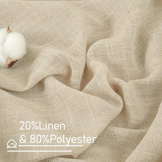 Light Filtering Sheer Linen Curtains 102 inches Long, Linen Textured Semi Sheer - Image 2