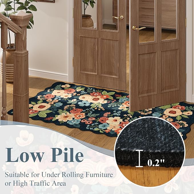 DUKINO 2x7 Runner Rug for Hallway, Floral Washable Kitchen Rug, Stain Resistant - Image 8