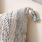 Gray Boho Decorative Throw Pillow Cover 18x18 Square Farmhouse Accent Cushion - Image 9