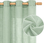 Sheer Linen Curtains 63 Inch for Bedroom, Light Filtering Neutral Semi Sheer - Image 2