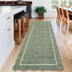 GarveeHome Scalloped Washable Runner Rug 2x6 Non Slip Kitchen Rugs Green | - Image 2