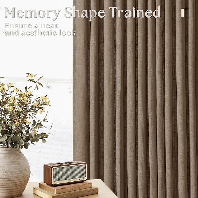 Pinch Pleat 105 Inch Light Filtering Linen Curtains Dutch Cocoa 2 Panels | Semi - Image 3