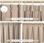Joydeco Thick Linen Pinch Pleated Curtains 84 Inch Long 2 Panel Set - Image 5