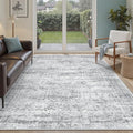Soalmost 5x8 Area Rugs Grey Low Pile Washable Trendy Faded Style Rug | Vintage by Soalmost