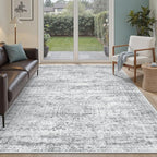 Soalmost 5x8 Area Rugs Grey Low Pile Washable Trendy Faded Style Rug | Vintage by Soalmost