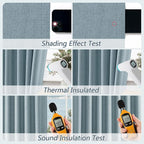 Blue 100% Blackout Linen Curtains 84 Inch Length 2 Panels Set - Image 5