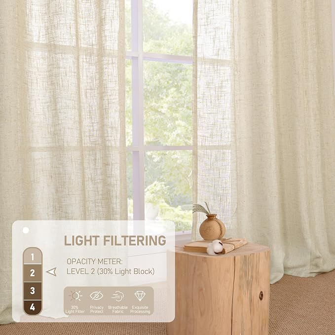Light Filtering Linen Curtains 84 inches Long - Image 4