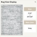 Soalmost 2x3 Washable Rugs for Kitchen, Small Area Rug Grey | Non-Slip Vintage - Image 5