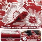 Findosom Christmas Runner Rug 2x6, Non Slip High-Low Textured Floral Washable - Image 5