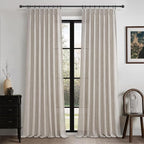 Taupe Pinch Pleated Thick Linen Curtains 90 Inches Long by PleatedDrapes
