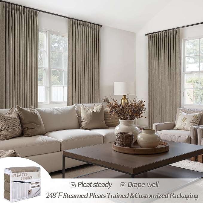 Pinch Pleat 60 Inch Wide Semi Sheer Curtains 102 Inches Long - Image 6