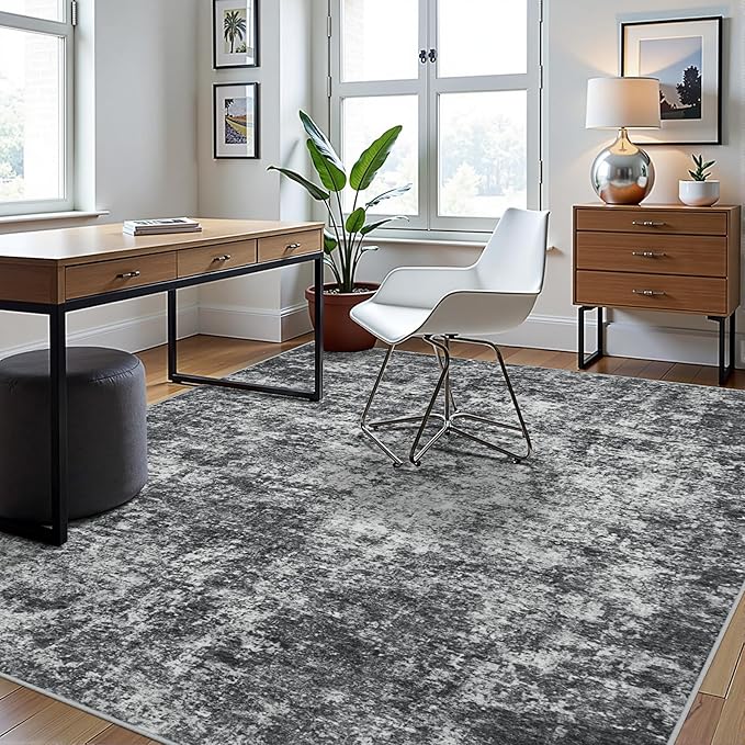 8x10 Area Rugs for Living Room Washable Bedroom Dining Room Black Grey | Modern - Image 9