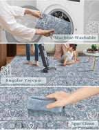 SERISSA 2x6 Washable Non Slip Floral Boho Runner Rug - Image 2