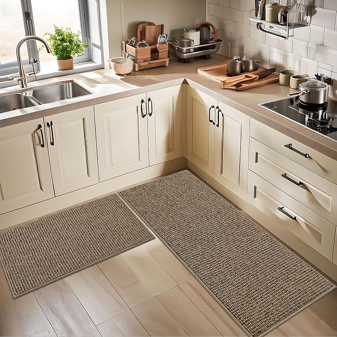 BEQHAUSE Kitchen Rugs and Mats 2PCS Non-Slip, Taupe | Kitchen Mats - Image 8