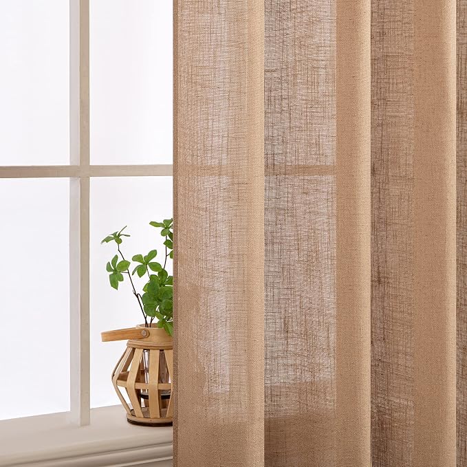 MIULEE Brown Linen Curtains 52x84 Inch - Image 5