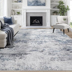 9x12 Area Rugs for Living Room Washable Bedroom Dining Room Blue Grey | Modern by Aelenmu