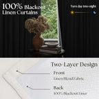 112 Inch Pinch Pleated Blackout Linen Curtains - Image 3