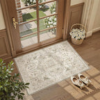 Madane Washable Area Rug 2x3 Small Entryway Rugs Non-Slip, Ivory/Brown | by Madane