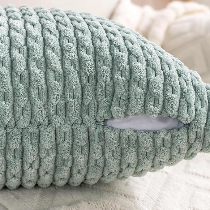 Set of 4 Aqua Decorative Throw Pillow Covers 16x16 Inch Corduroy Pillow Covers - Image 5