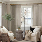 Burlywood Birch 84 Inches Long 70 Inch Wide Linen Curtains Pinch Pleated | - Image 7