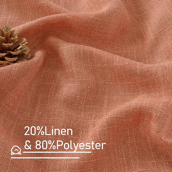 Terracotta Linen Curtains 80 inch Length 2 Panels - Image 2