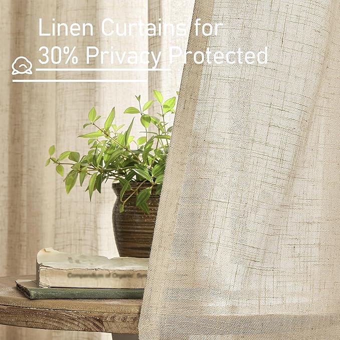 Brown Linen Cafe Curtains 30 Inch Length - Image 5