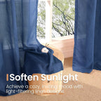 BGment Navy Blue Small Linen Curtains 36 Inch Length - Image 5