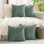 Set of 4 Teal Green Decorative Throw Pillow Covers 16x16 Inch Corduroy Pillow - Image 3