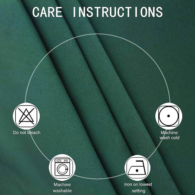 Green Blackout Curtains 34 x 54 Inch Length/Set of 2 Curtain Panels/Thermal - Image 4