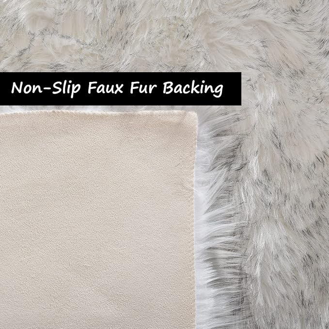 Goolela Round Fluffy Rug 3ft White - Image 4