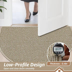 BEQHAUSE Dirt Trapper Door Mat 26" x 40" Half Circle Non Slip, Light Beige | - Image 5