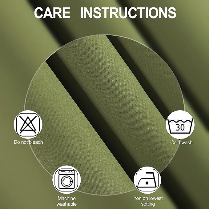 Olive Green Thermal Blackout Curtains/38 x 63 Inch/Set of 2 Panels Room - Image 4