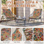 CALBODE 14Pcs Stretch Patio Cushion Cover, Bohemian Geometric Pattern | - Image 4