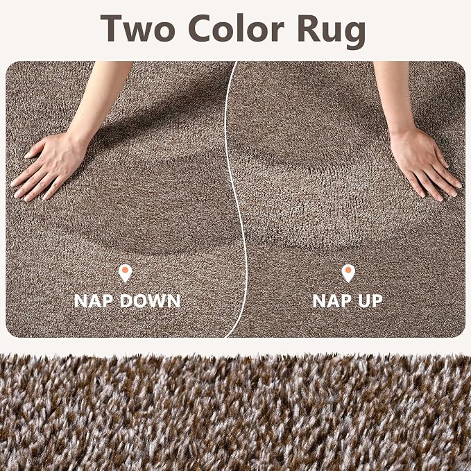 3x5 Coffee/White Area Rug Washable Non-Slip Soft Thin - Image 9