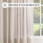 MYSKY HOME Semi Sheer Natural Linen Curtains 36 Inch Length 2 Panels, Light - Image 7